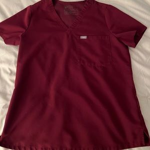 FIGS scrub top, burgundy, medium